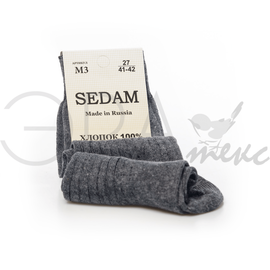Мужские носки "Sedam" Рубчик Хлопок Темно-серый М3, Размер: 25