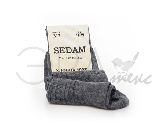 Мужские носки "Sedam" Рубчик Хлопок Темно-серый М3, Размер: 25