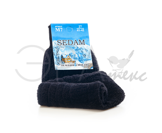 Мужские носки зимние "Седам" Махровые Шерсть Черный М7, Размер: 29