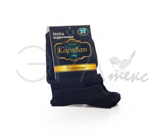 Подростковые носки "Караван" Хлопок Черный К-11, Размер: 23